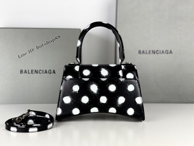 Balenciaga專櫃爆款Hourglass沙漏包手提女包 巴黎世家波點黑沙漏包 fyj1531